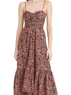 A.L.C. Lilah Dress Size 0 NWOT Floral Cotton Midi Sweetheart Smocked $495